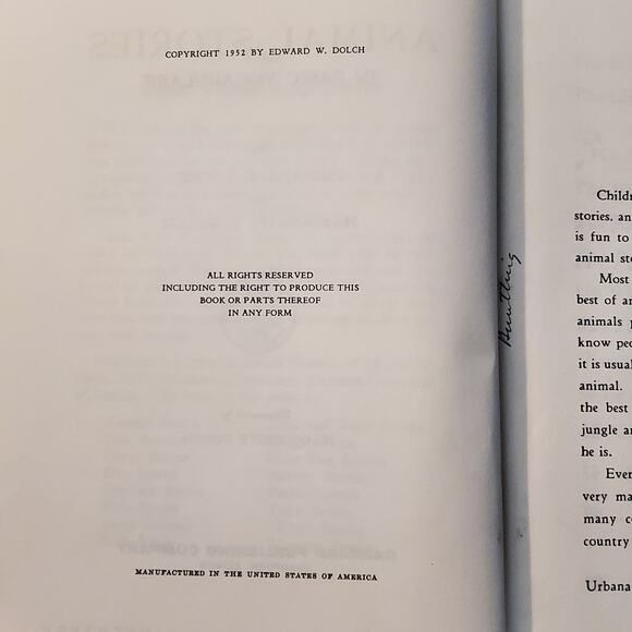 Animal Stories in Basic Vocabulary 1952 Edward Dolch HC Illustrated Animalcore - Picture 9 of 16